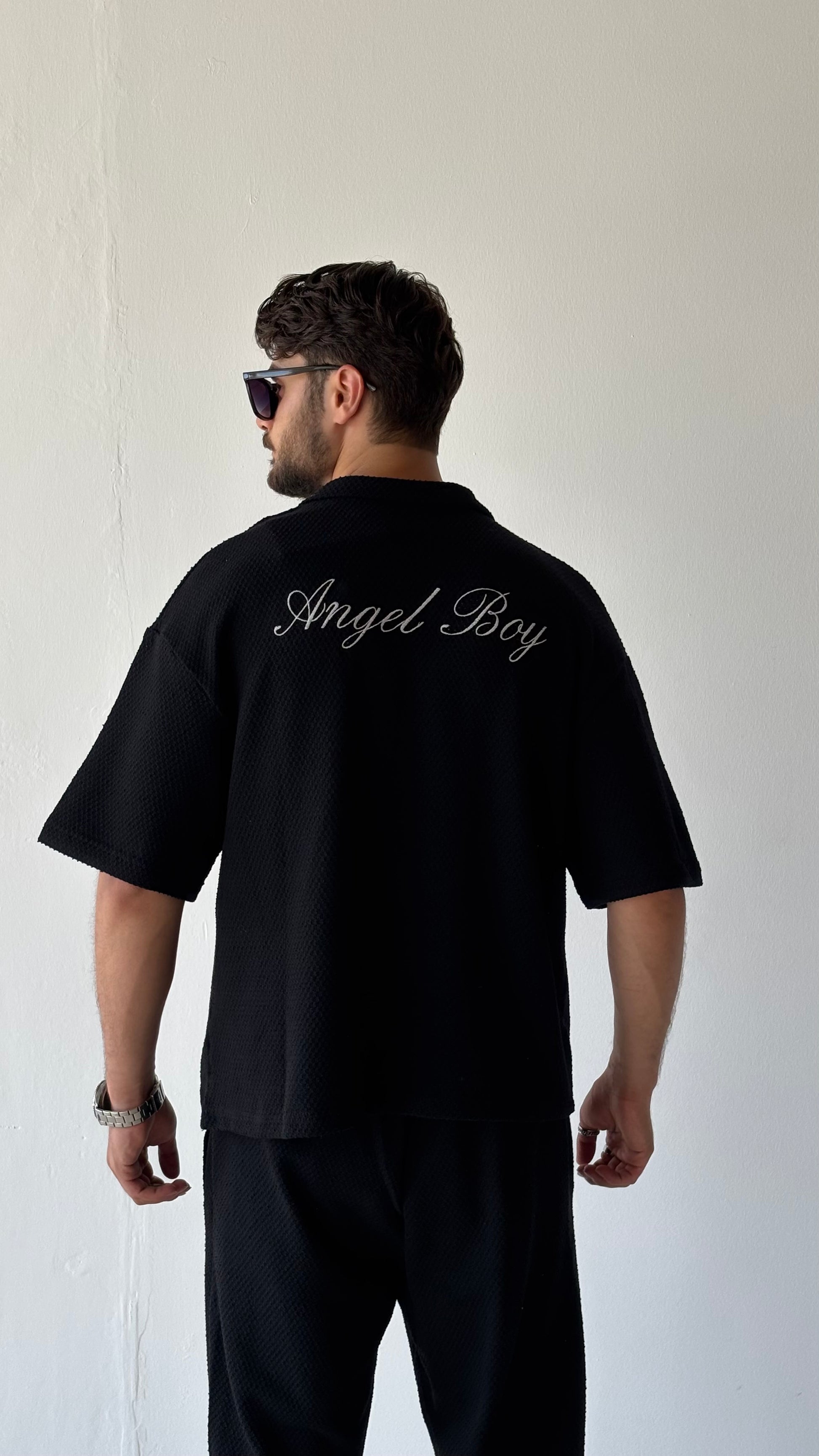 Angel Boy Baskılı Keten Gömlek
