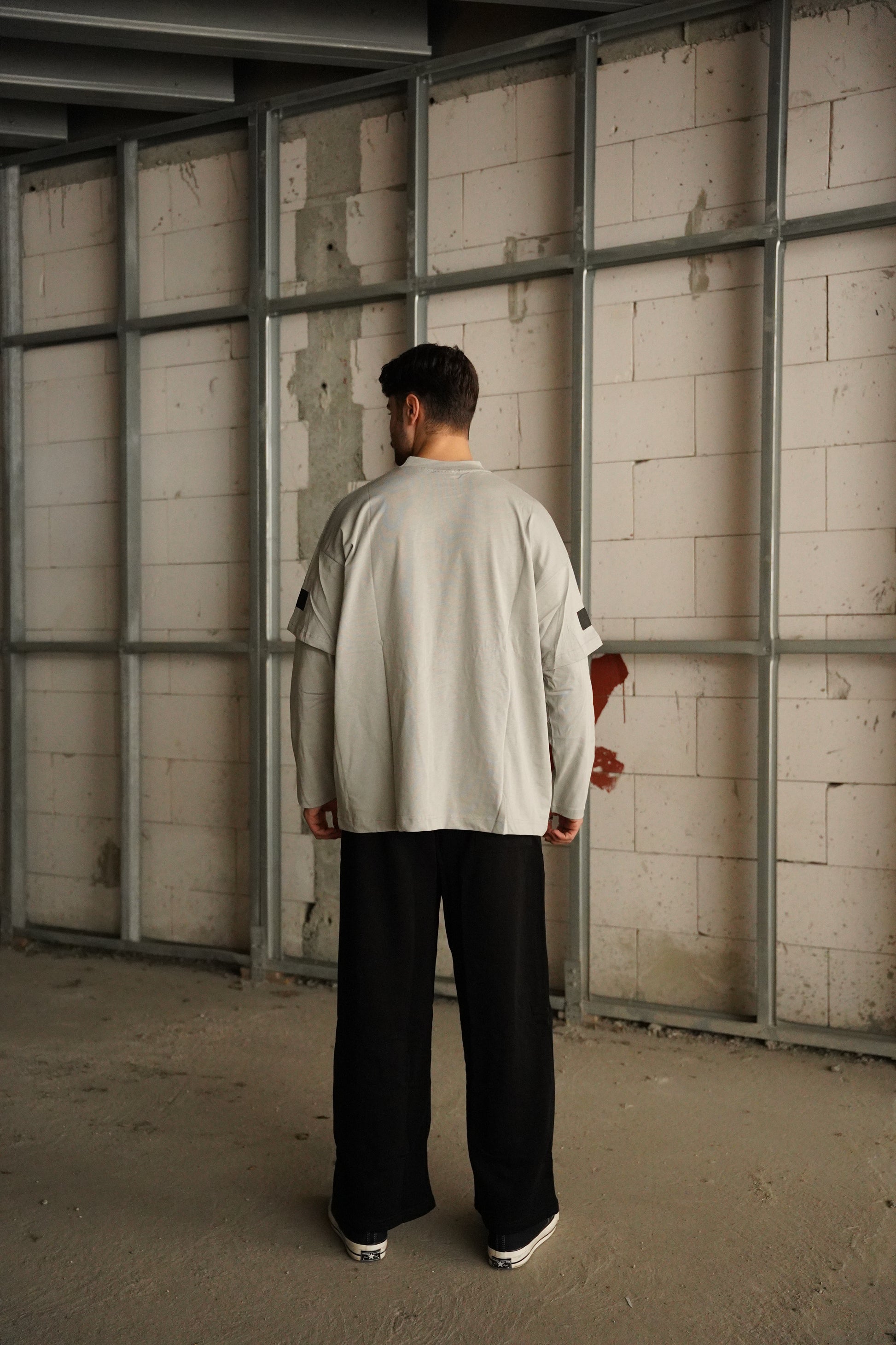 Erkek 00 Baskılı Pamuklu Eklemeli Kol Oversize Sweatshirt/Tişört