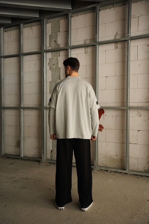 Erkek 00 Baskılı Pamuklu Eklemeli Kol Oversize Sweatshirt/Tişört