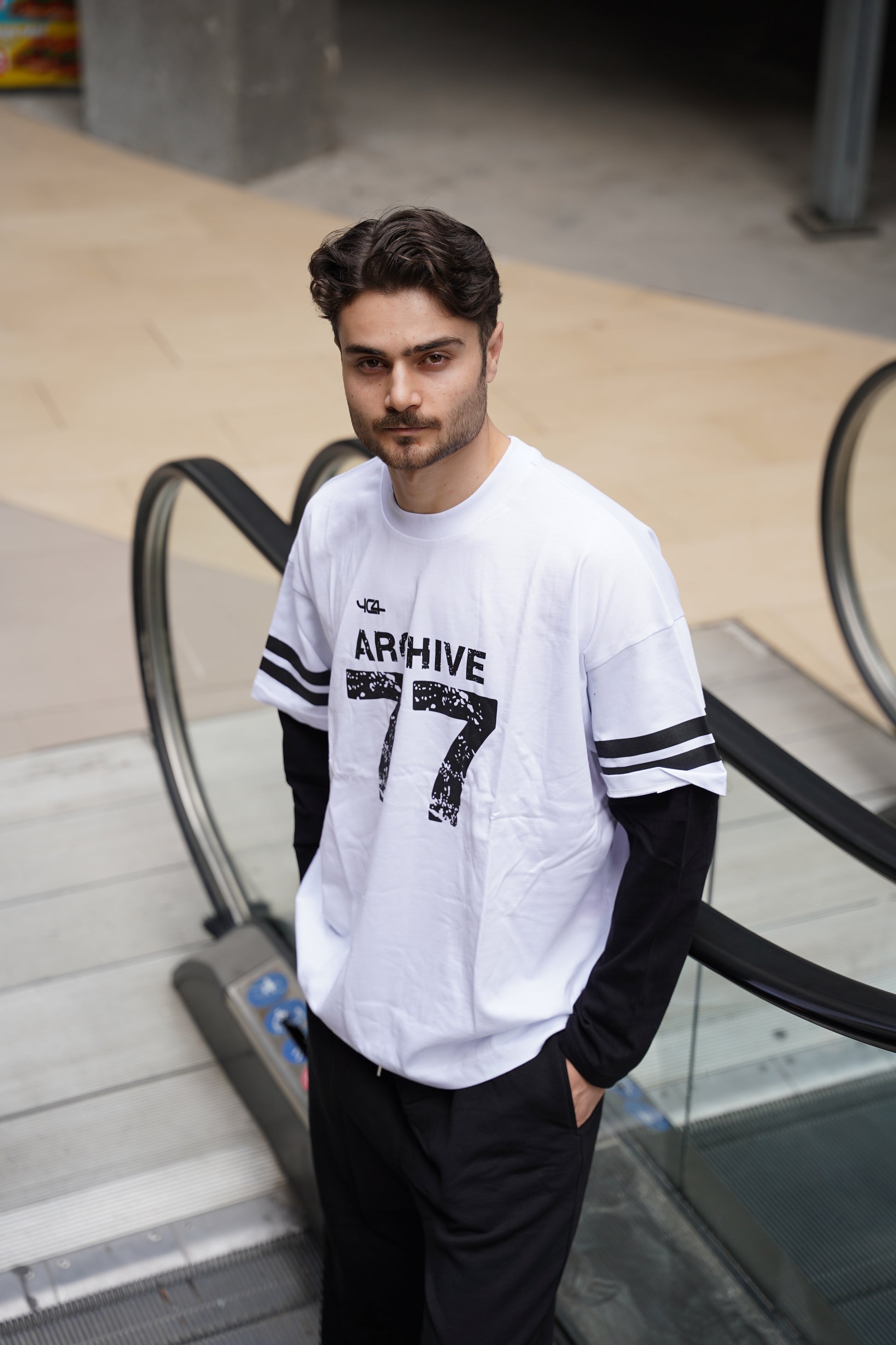 Archive 77 Retro Varsity Çift Kol Görünümlü Oversize T-Shirt