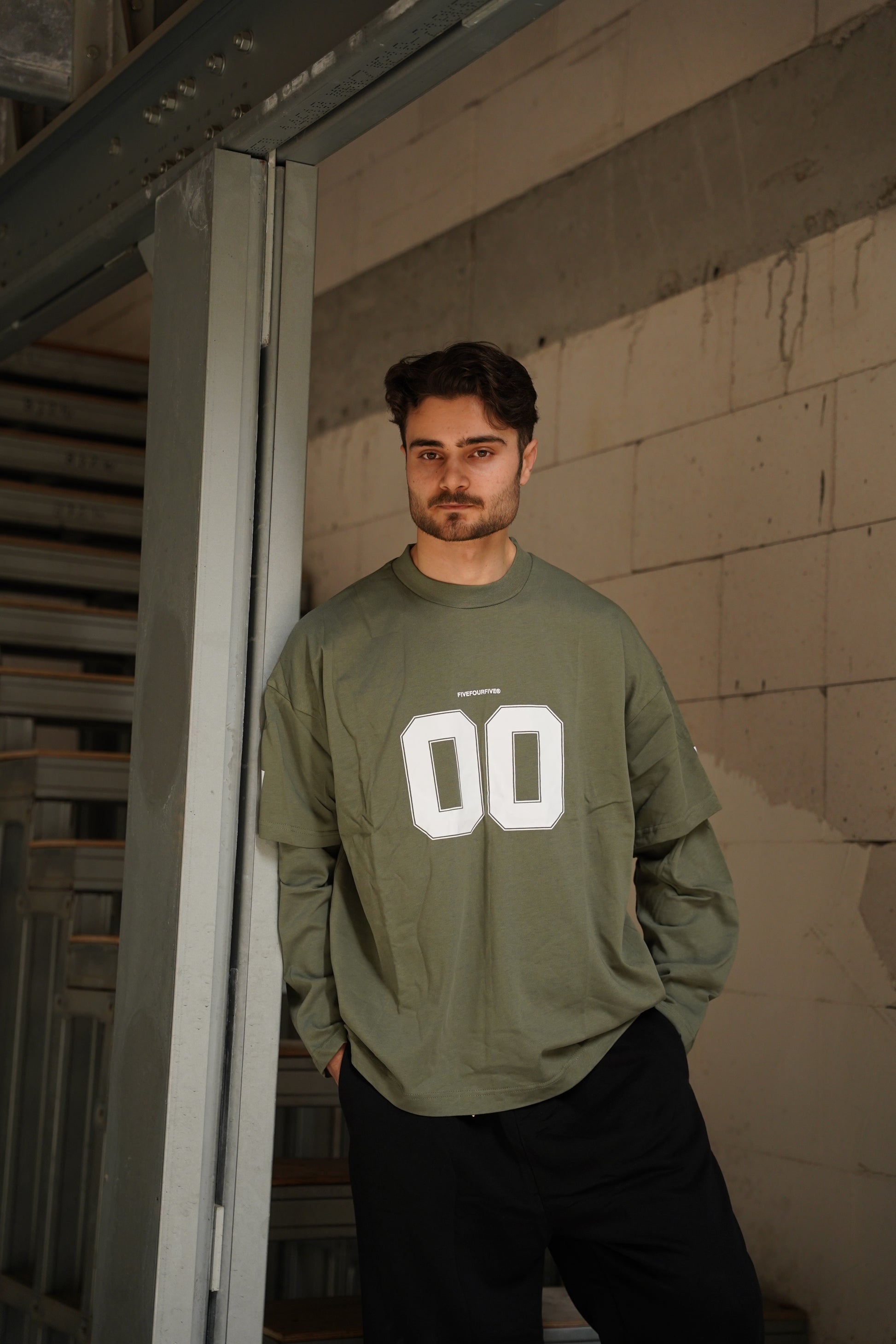 Erkek 00 Baskılı Pamuklu Eklemeli Kol Oversize Sweatshirt/Tişört