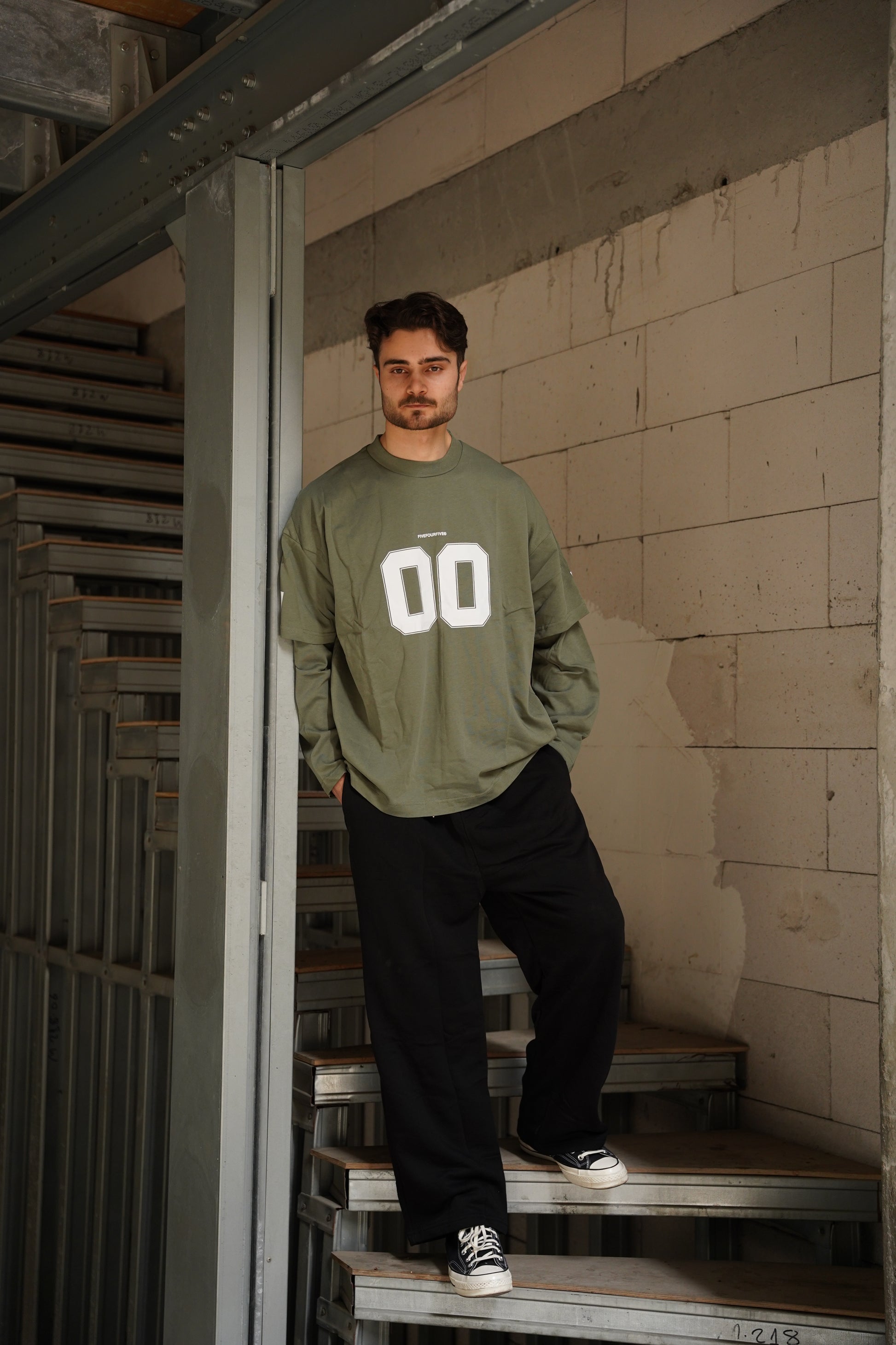 Erkek 00 Baskılı Pamuklu Eklemeli Kol Oversize Sweatshirt/Tişört