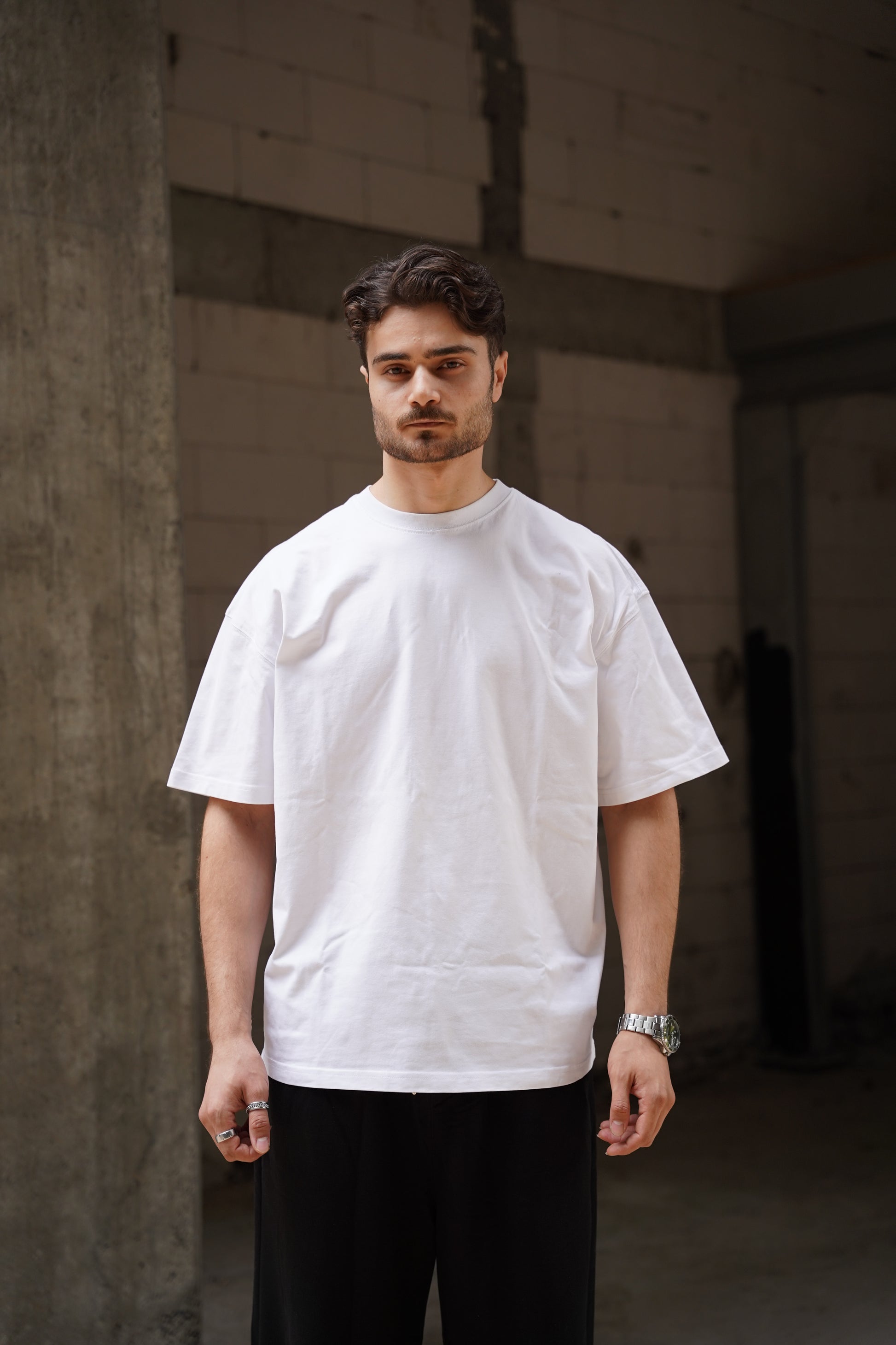 %100 Pamuklu Basic Oversize Unisex T-Shirt - Siyah / Beyaz / Gri