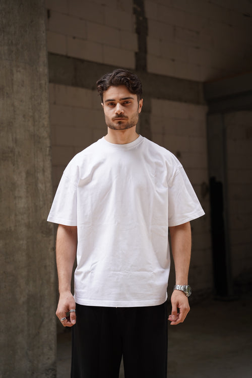 %100 Pamuklu Basic Oversize Unisex T-Shirt - Siyah / Beyaz / Gri