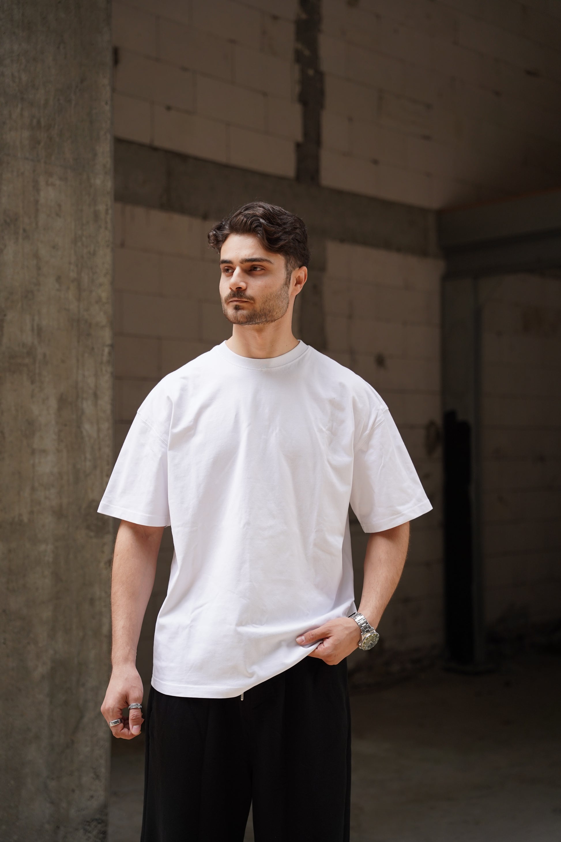 %100 Pamuklu Basic Oversize Unisex T-Shirt - Siyah / Beyaz / Gri