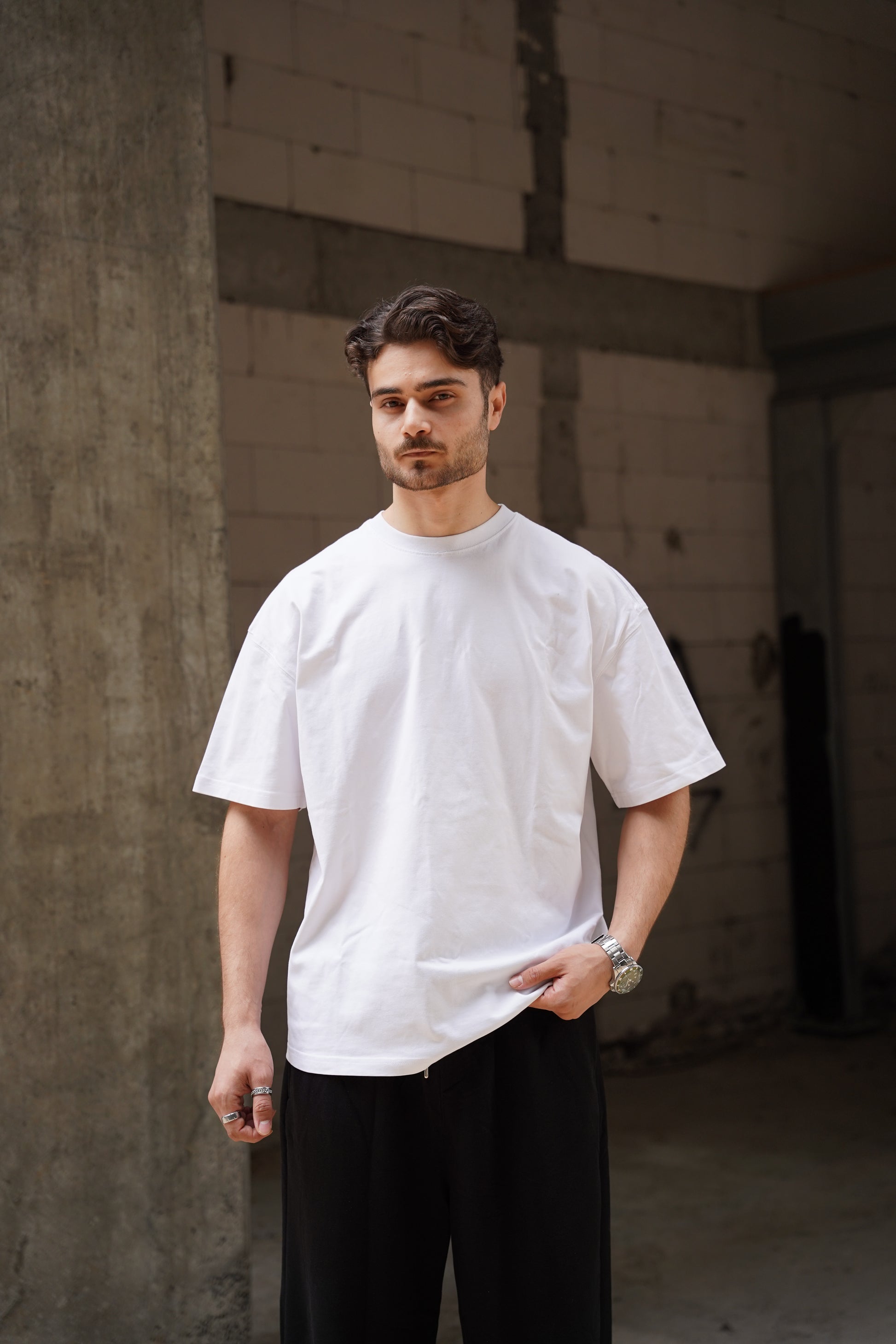 %100 Pamuklu Basic Oversize Unisex T-Shirt - Siyah / Beyaz / Gri