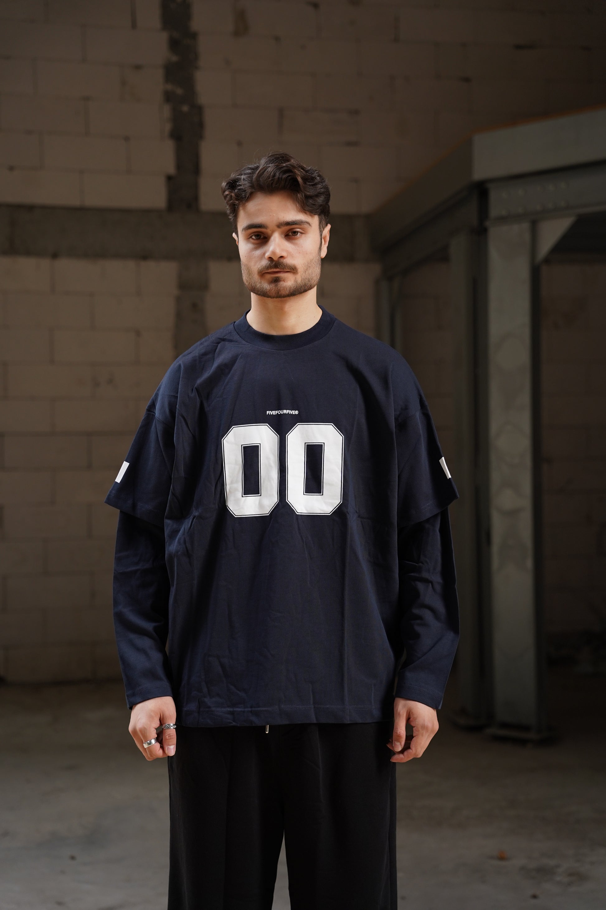 Erkek 00 Baskılı Pamuklu Eklemeli Kol Oversize Sweatshirt/Tişört
