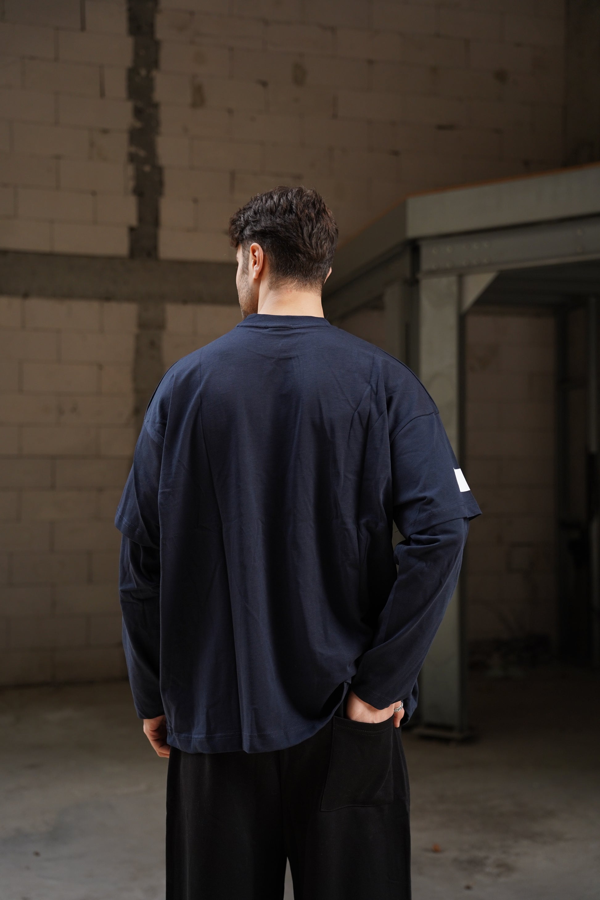 Erkek 00 Baskılı Pamuklu Eklemeli Kol Oversize Sweatshirt/Tişört