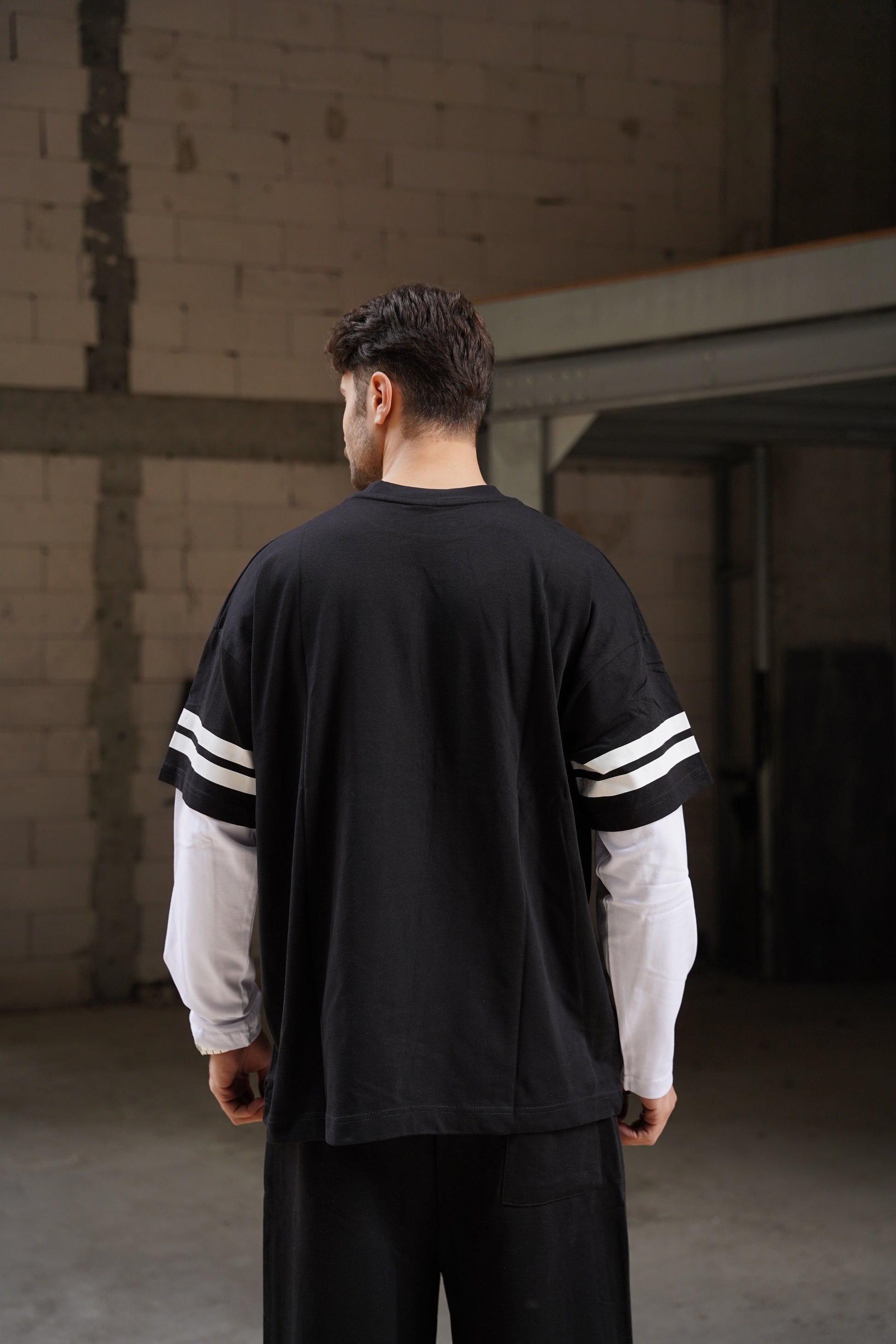 Archive 77 Retro Varsity Çift Kol Görünümlü Oversize T-Shirt