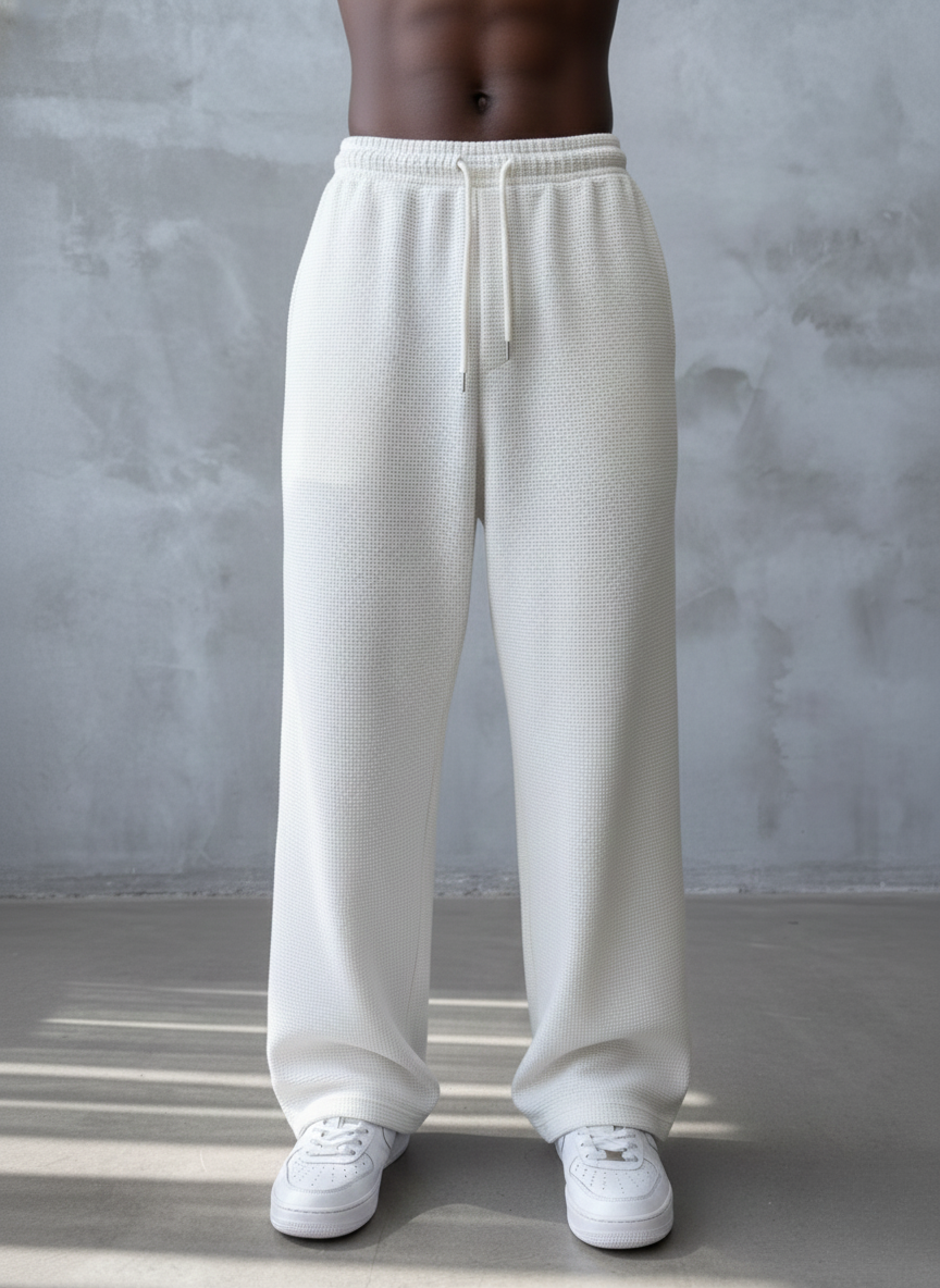Erkek Waffle Dokulu Rahat Kesim Jogger Eşofman Altı