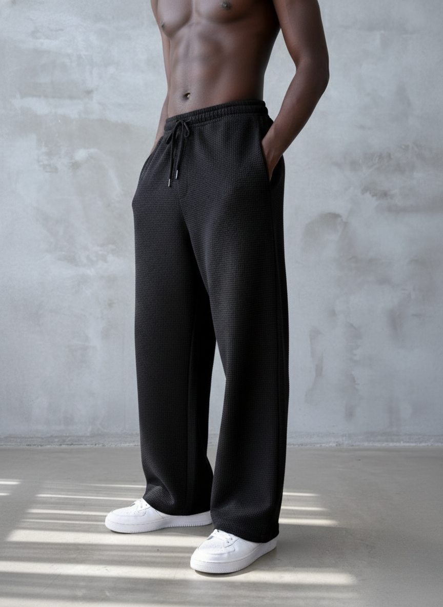 Erkek Waffle Dokulu Rahat Kesim Jogger Eşofman Altı